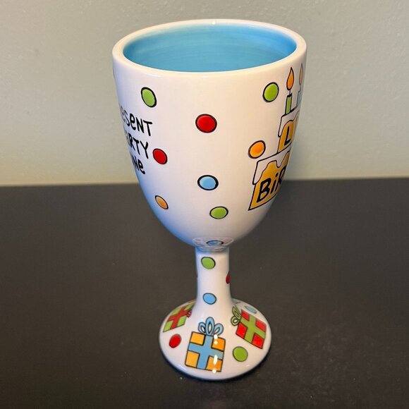 Our Name is Mud LIQUID BIRTHDAY Ceramic Goblet ~ Hand Painted by Lorrie Veasey - Picture 4 of 9